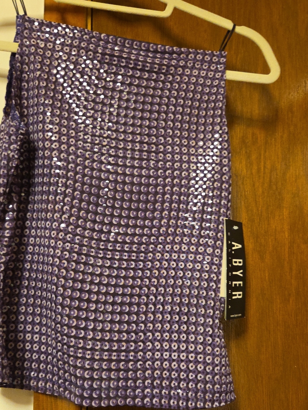 JUNIORS.   A. Byer Lavender Sequin Party Top